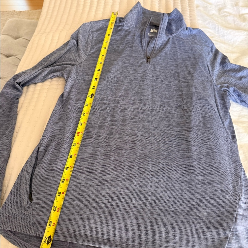 REI Blue Striped Quarter-Zip Pullover
